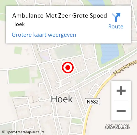 Locatie op kaart van de 112 melding: Ambulance Met Zeer Grote Spoed Naar Hoek op 20 september 2024 08:37