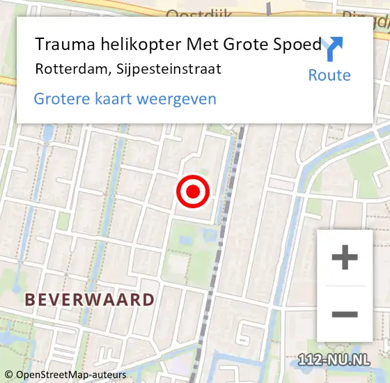 Locatie op kaart van de 112 melding: Trauma helikopter Met Grote Spoed Naar Rotterdam, Sijpesteinstraat op 20 september 2024 09:07