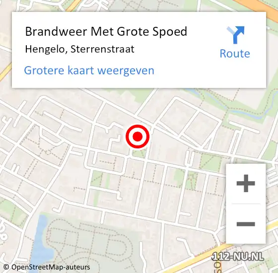 Locatie op kaart van de 112 melding: Brandweer Met Grote Spoed Naar Hengelo, Sterrenstraat op 20 september 2024 09:07