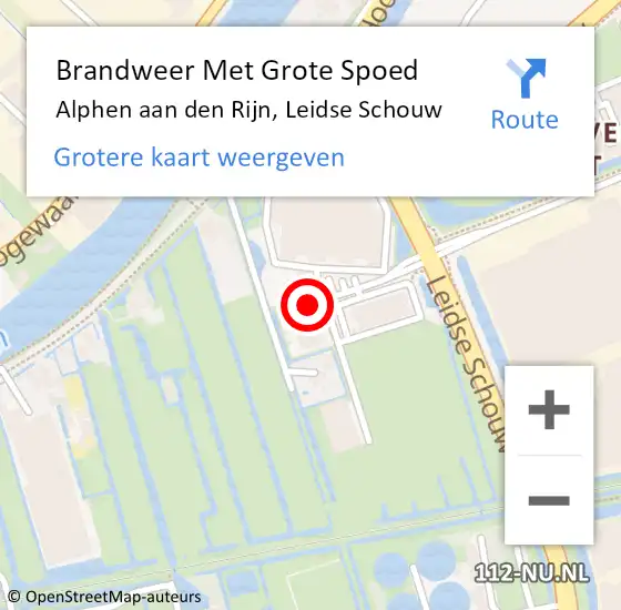 Locatie op kaart van de 112 melding: Brandweer Met Grote Spoed Naar Alphen aan den Rijn, Leidse Schouw op 20 september 2024 09:38