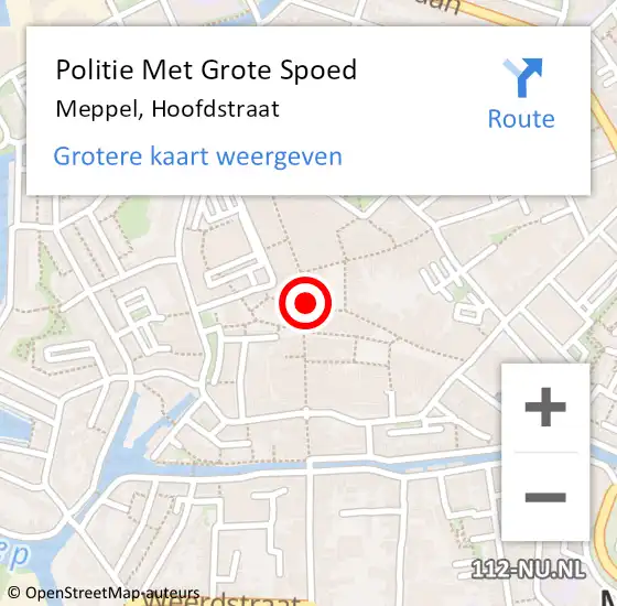 Locatie op kaart van de 112 melding: Politie Met Grote Spoed Naar Meppel, Hoofdstraat op 20 september 2024 09:39