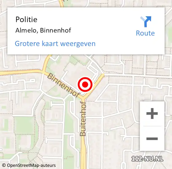 Locatie op kaart van de 112 melding: Politie Almelo, Binnenhof op 20 september 2024 09:45