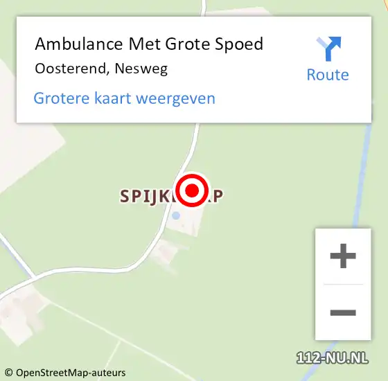 Locatie op kaart van de 112 melding: Ambulance Met Grote Spoed Naar Oosterend, Nesweg op 20 september 2024 09:49