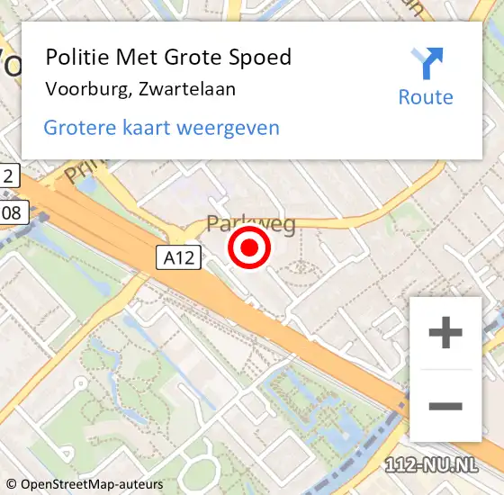 Locatie op kaart van de 112 melding: Politie Met Grote Spoed Naar Voorburg, Zwartelaan op 20 september 2024 10:05