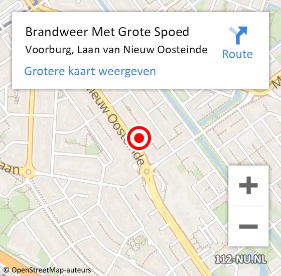 Locatie op kaart van de 112 melding: Brandweer Met Grote Spoed Naar Voorburg, Laan van Nieuw Oosteinde op 20 september 2024 10:05