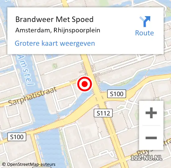 Locatie op kaart van de 112 melding: Brandweer Met Spoed Naar Amsterdam, Rhijnspoorplein op 20 september 2024 10:05