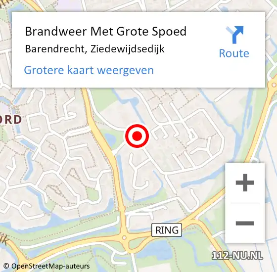 Locatie op kaart van de 112 melding: Brandweer Met Grote Spoed Naar Barendrecht, Ziedewijdsedijk op 20 september 2024 10:21