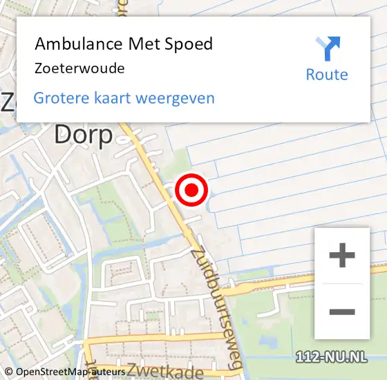 Locatie op kaart van de 112 melding: Ambulance Met Spoed Naar Zoeterwoude op 20 september 2024 10:23