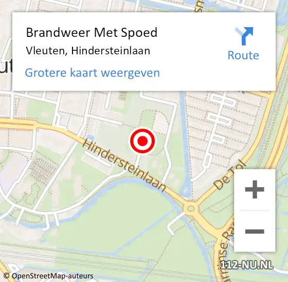 Locatie op kaart van de 112 melding: Brandweer Met Spoed Naar Vleuten, Hindersteinlaan op 20 september 2024 10:31