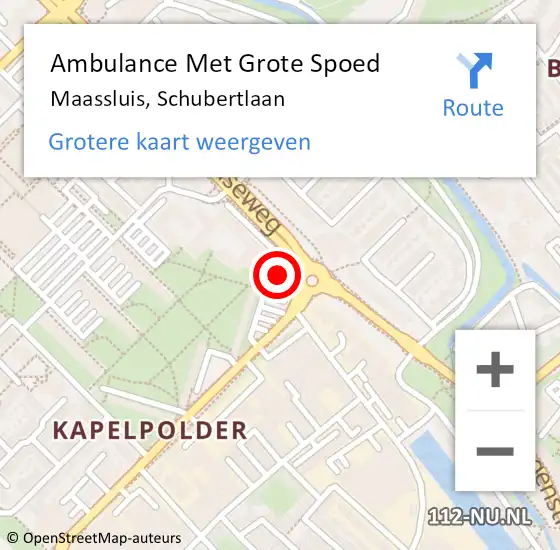 Locatie op kaart van de 112 melding: Ambulance Met Grote Spoed Naar Maassluis, Schubertlaan op 20 september 2024 10:34