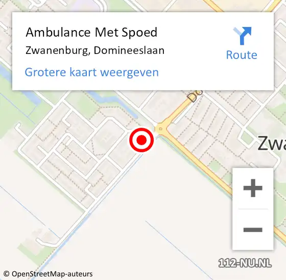 Locatie op kaart van de 112 melding: Ambulance Met Spoed Naar Zwanenburg, Domineeslaan op 20 september 2024 10:44