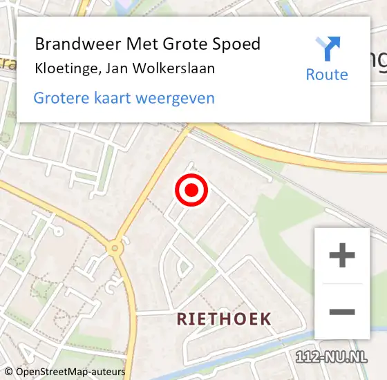 Locatie op kaart van de 112 melding: Brandweer Met Grote Spoed Naar Kloetinge, Jan Wolkerslaan op 20 september 2024 10:50