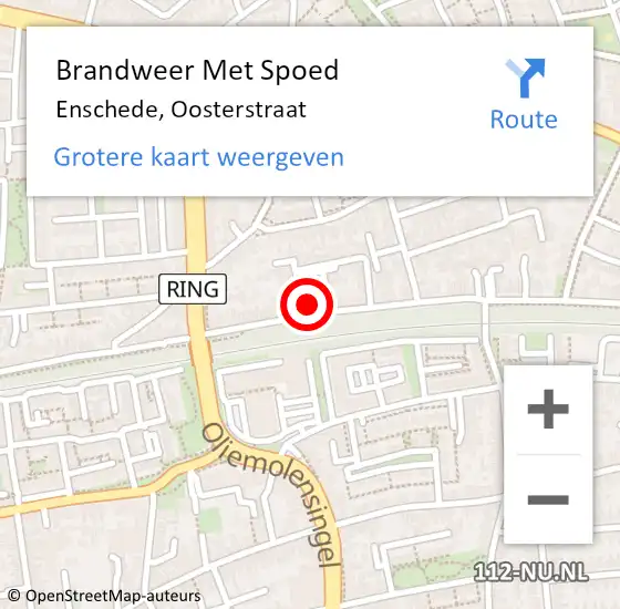 Locatie op kaart van de 112 melding: Brandweer Met Spoed Naar Enschede, Oosterstraat op 20 september 2024 10:58