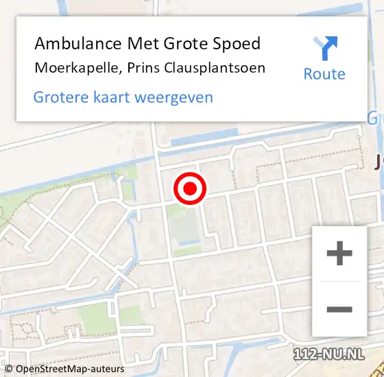 Locatie op kaart van de 112 melding: Ambulance Met Grote Spoed Naar Moerkapelle, Prins Clausplantsoen op 20 september 2024 11:02