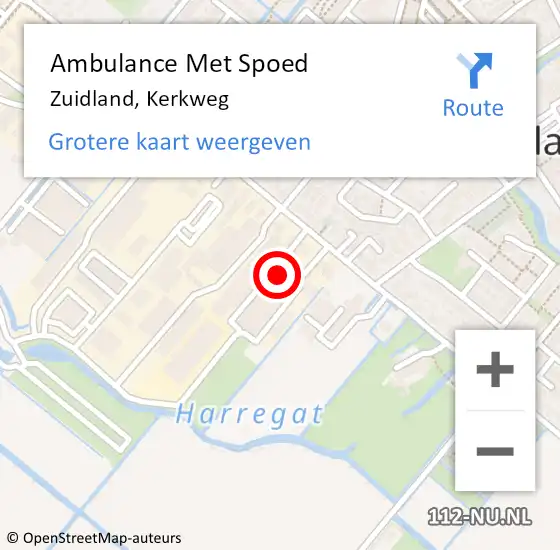 Locatie op kaart van de 112 melding: Ambulance Met Spoed Naar Zuidland, Kerkweg op 20 september 2024 11:20