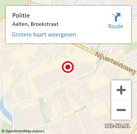 Locatie op kaart van de 112 melding: Politie Aalten, Broekstraat op 20 september 2024 11:21