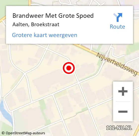 Locatie op kaart van de 112 melding: Brandweer Met Grote Spoed Naar Aalten, Broekstraat op 20 september 2024 11:22