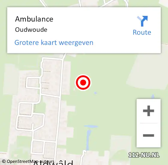 Locatie op kaart van de 112 melding: Ambulance Oudwoude op 20 september 2024 11:34