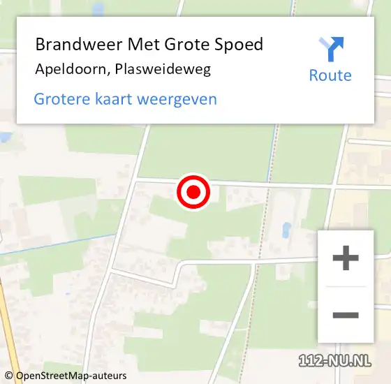 Locatie op kaart van de 112 melding: Brandweer Met Grote Spoed Naar Apeldoorn, Plasweideweg op 20 september 2024 11:35