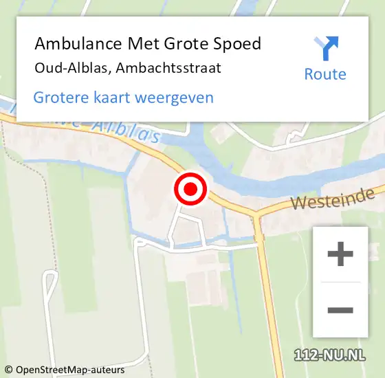 Locatie op kaart van de 112 melding: Ambulance Met Grote Spoed Naar Oud-Alblas, Ambachtsstraat op 20 september 2024 11:52