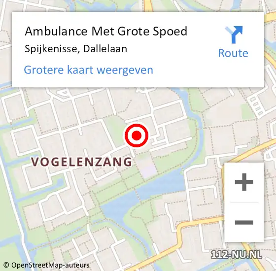 Locatie op kaart van de 112 melding: Ambulance Met Grote Spoed Naar Spijkenisse, Dallelaan op 20 september 2024 11:53