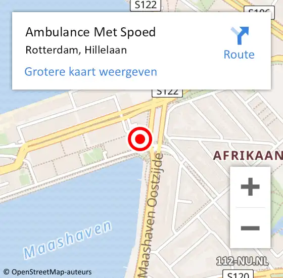 Locatie op kaart van de 112 melding: Ambulance Met Spoed Naar Rotterdam, Hillelaan op 20 september 2024 11:55