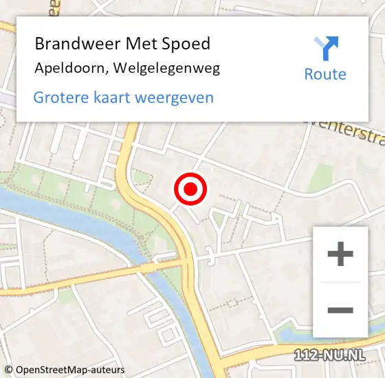 Locatie op kaart van de 112 melding: Brandweer Met Spoed Naar Apeldoorn, Welgelegenweg op 20 september 2024 12:01