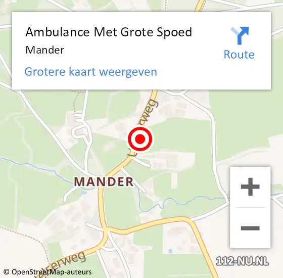 Locatie op kaart van de 112 melding: Ambulance Met Grote Spoed Naar Mander op 20 september 2024 12:03