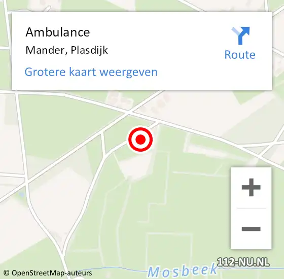 Locatie op kaart van de 112 melding: Ambulance Mander, Plasdijk op 20 september 2024 12:04