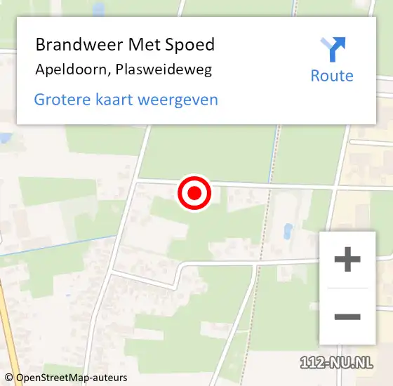 Locatie op kaart van de 112 melding: Brandweer Met Spoed Naar Apeldoorn, Plasweideweg op 20 september 2024 12:13