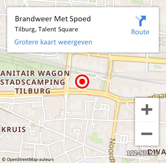 Locatie op kaart van de 112 melding: Brandweer Met Spoed Naar Tilburg, Talent Square op 20 september 2024 12:16