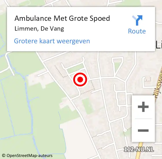 Locatie op kaart van de 112 melding: Ambulance Met Grote Spoed Naar Limmen, De Vang op 20 september 2024 12:21