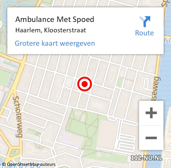 Locatie op kaart van de 112 melding: Ambulance Met Spoed Naar Haarlem, Kloosterstraat op 20 september 2024 12:23