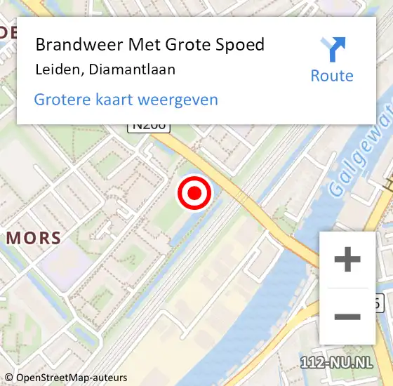 Locatie op kaart van de 112 melding: Brandweer Met Grote Spoed Naar Leiden, Diamantlaan op 20 september 2024 12:31