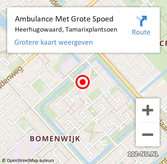 Locatie op kaart van de 112 melding: Ambulance Met Grote Spoed Naar Heerhugowaard, Tamarixplantsoen op 20 september 2024 12:32