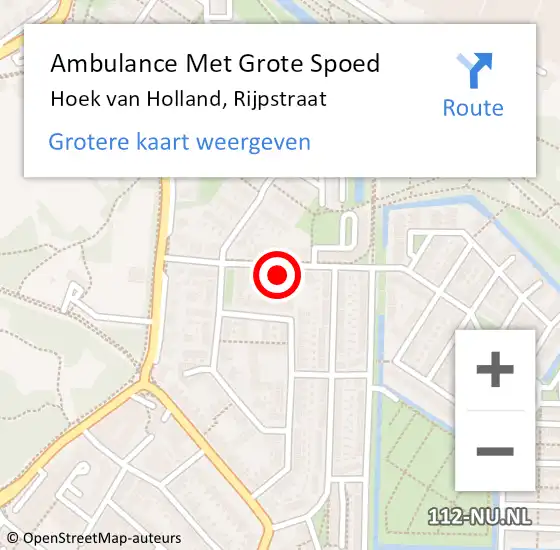 Locatie op kaart van de 112 melding: Ambulance Met Grote Spoed Naar Hoek van Holland, Rijpstraat op 20 september 2024 13:07