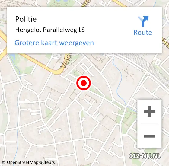 Locatie op kaart van de 112 melding: Politie Hengelo, Parallelweg LS op 20 september 2024 13:11