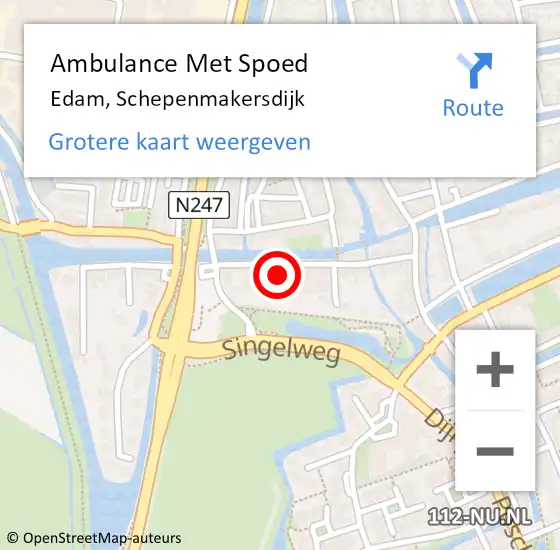 Locatie op kaart van de 112 melding: Ambulance Met Spoed Naar Edam, Schepenmakersdijk op 20 september 2024 13:15