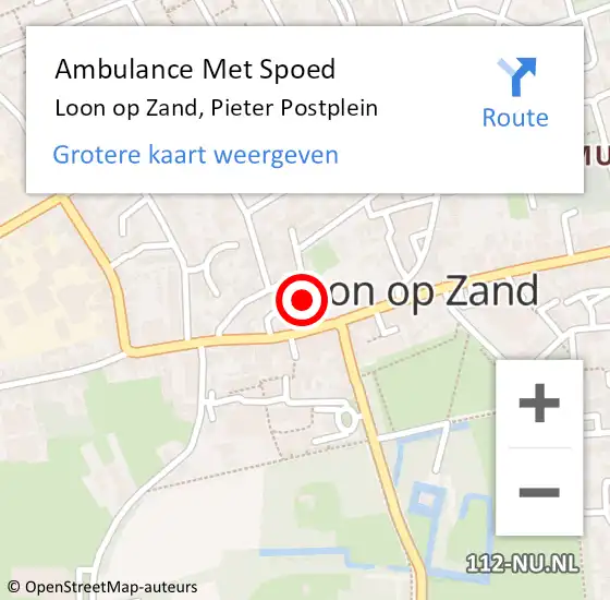 Locatie op kaart van de 112 melding: Ambulance Met Spoed Naar Loon op Zand op 20 september 2024 13:20