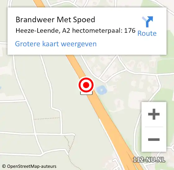 Locatie op kaart van de 112 melding: Brandweer Met Spoed Naar Heeze-Leende, A2 hectometerpaal: 176 op 20 september 2024 13:26