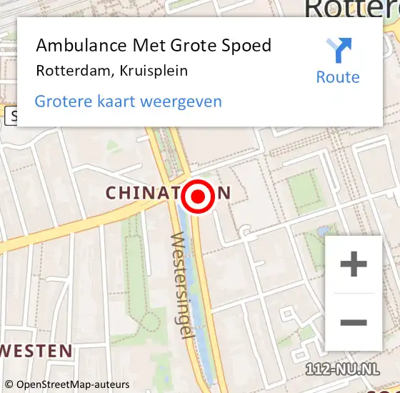 Locatie op kaart van de 112 melding: Ambulance Met Grote Spoed Naar Rotterdam, Kruisplein op 20 september 2024 13:33