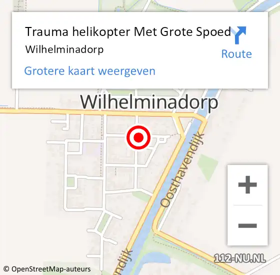 Locatie op kaart van de 112 melding: Trauma helikopter Met Grote Spoed Naar Wilhelminadorp op 20 september 2024 13:37