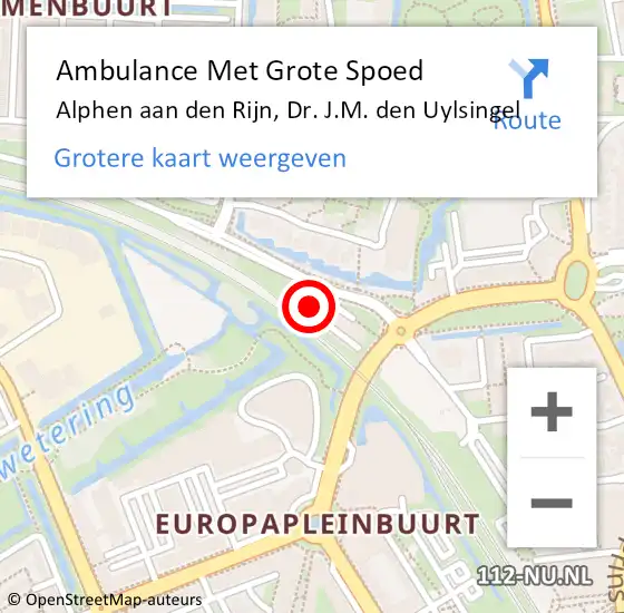 Locatie op kaart van de 112 melding: Ambulance Met Grote Spoed Naar Alphen aan den Rijn, Dr. J.M. den Uylsingel op 20 september 2024 13:42