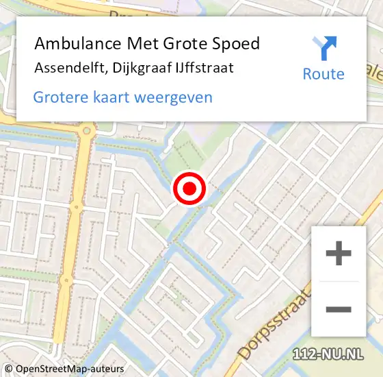 Locatie op kaart van de 112 melding: Ambulance Met Grote Spoed Naar Assendelft, Dijkgraaf IJffstraat op 20 september 2024 13:47