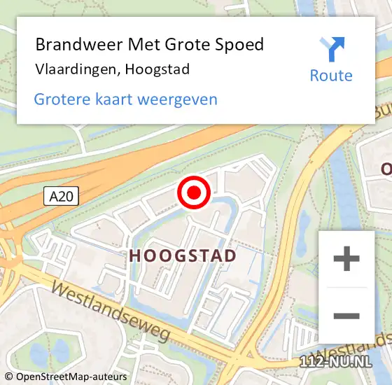 Locatie op kaart van de 112 melding: Brandweer Met Grote Spoed Naar Vlaardingen, Hoogstad op 20 september 2024 13:48