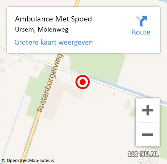 Locatie op kaart van de 112 melding: Ambulance Met Spoed Naar Ursem, Molenweg op 20 september 2024 13:49