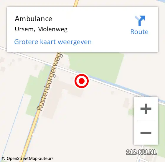 Locatie op kaart van de 112 melding: Ambulance Ursem, Molenweg op 20 september 2024 13:50