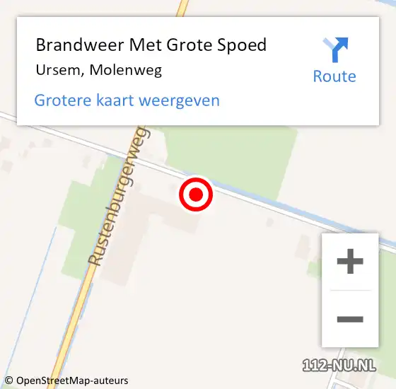 Locatie op kaart van de 112 melding: Brandweer Met Grote Spoed Naar Ursem, Molenweg op 20 september 2024 13:51