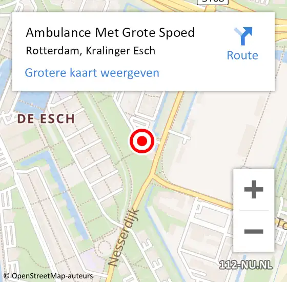 Locatie op kaart van de 112 melding: Ambulance Met Grote Spoed Naar Rotterdam, Kralinger Esch op 20 september 2024 13:51