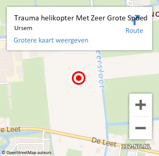 Locatie op kaart van de 112 melding: Trauma helikopter Met Zeer Grote Spoed Naar Ursem op 20 september 2024 13:55